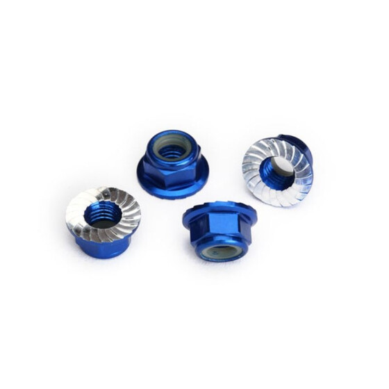 Stopmutter Alu 5mm mit Flansch verzahnt blau (4)