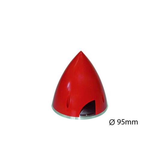 Kunststoff-Spinner Ã˜ 95 mm  rot mit Aluminium Grundplatte