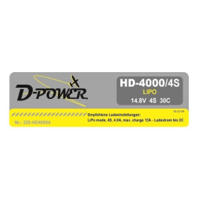 D-Power HD-4000 4S Lipo (14,8V) 30C - XT-60 Stecker
