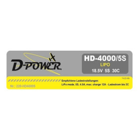 D-Power HD-4000 5S Lipo (18,5V) 30C - XT-60 Stecker