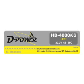 D-Power HD-4000 6S Lipo (22,2V) 30C - XT-60 Stecker