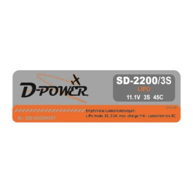 D-Power SD-2200 3S Lipo (11,1V) 45C - XT-60 Stecker