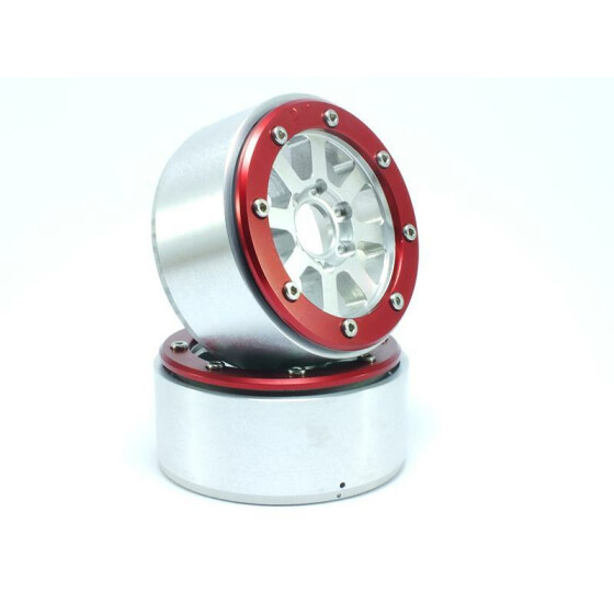 Beadlock Wheels HAMMER silber/rot 1.9 (2) ohne Radnabe
